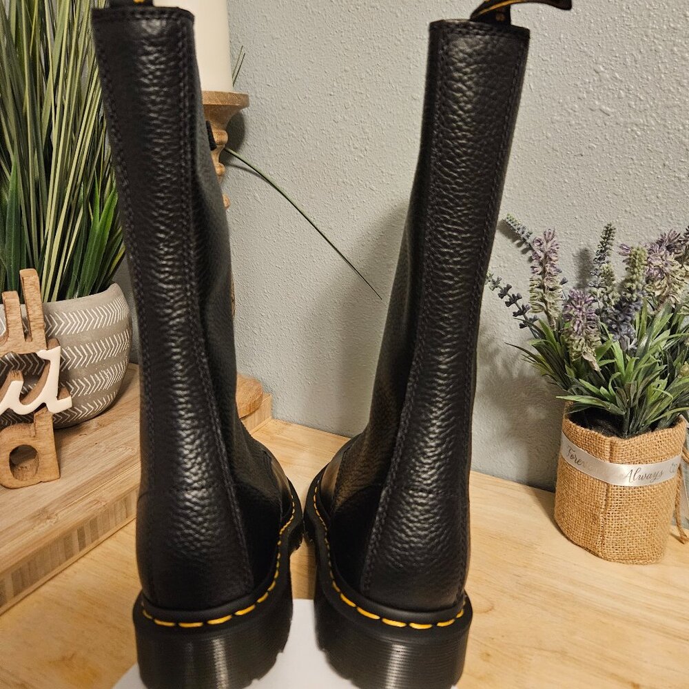 Dr. Martens Black Leather Front-Zip Platform Boots - Picture 6 of 15